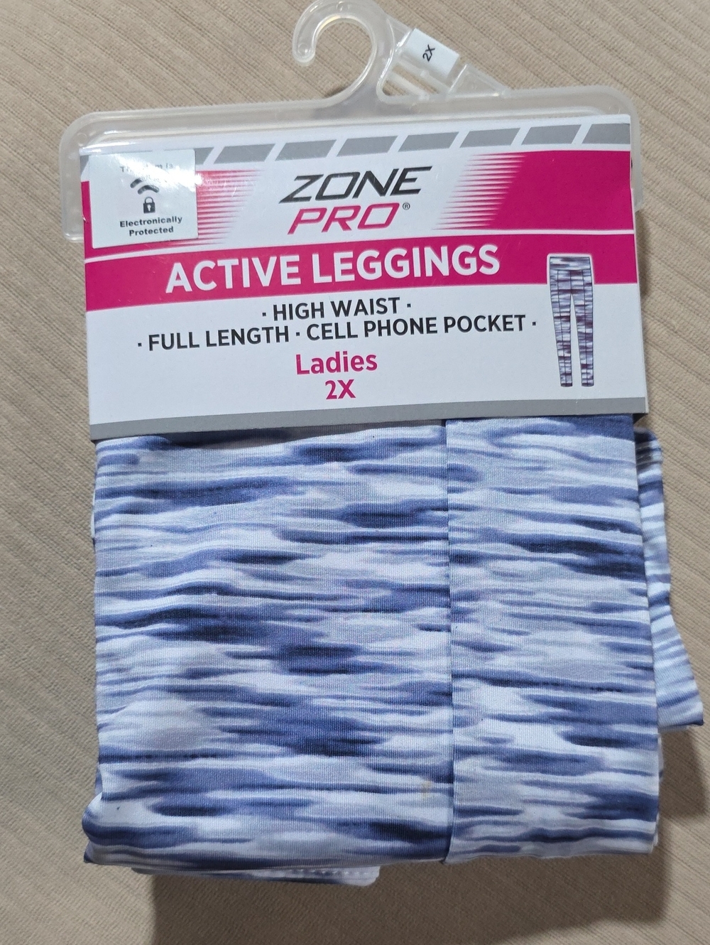 Zone Pro Ladies Active Leggings - Blue & White Pattern, 2X